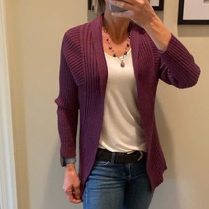 Eileen Fisher Marled Mulberry Open Cardigan
